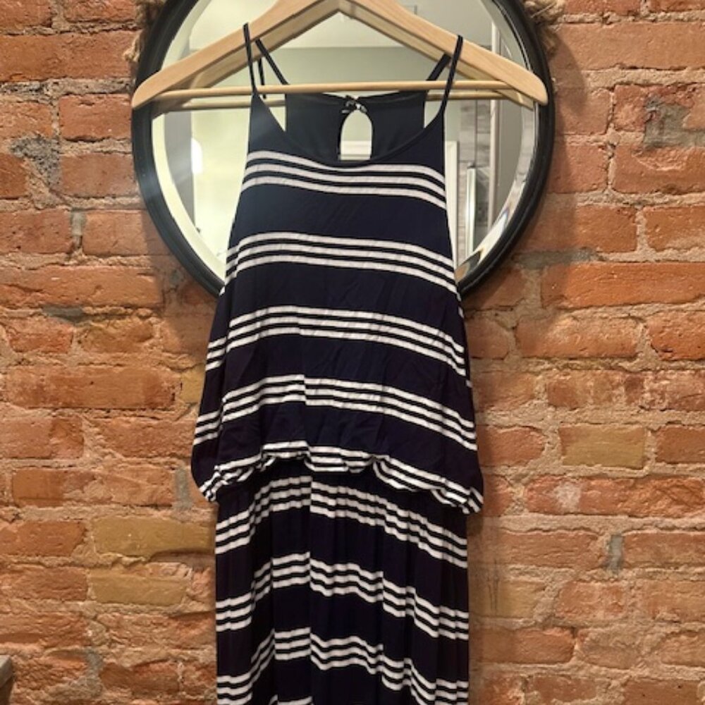 LOFT Striped Maxi Dress Sleeveless Halter Dress- Size XL